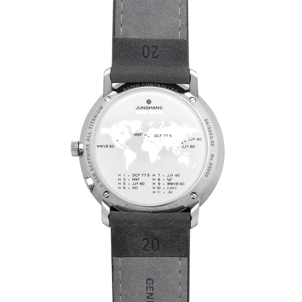 Max Bill MEGA Solar Titanium 38mm - Grey on Leather Strap - Image 2