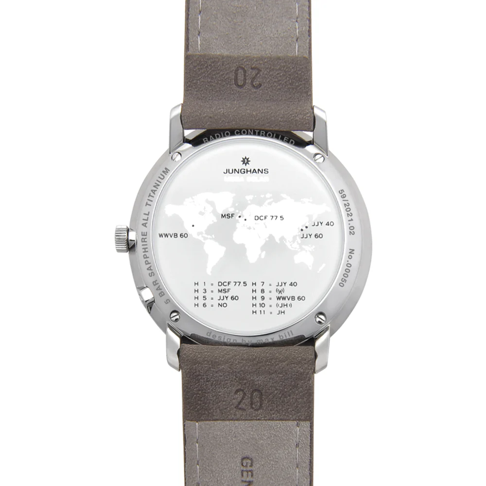 Max Bill MEGA Solar Titanium 38mm - White on Leather Strap - Image 4