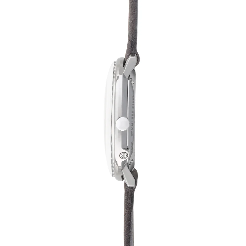 Max Bill MEGA Solar Titanium 38mm - White on Leather Strap - Image 5