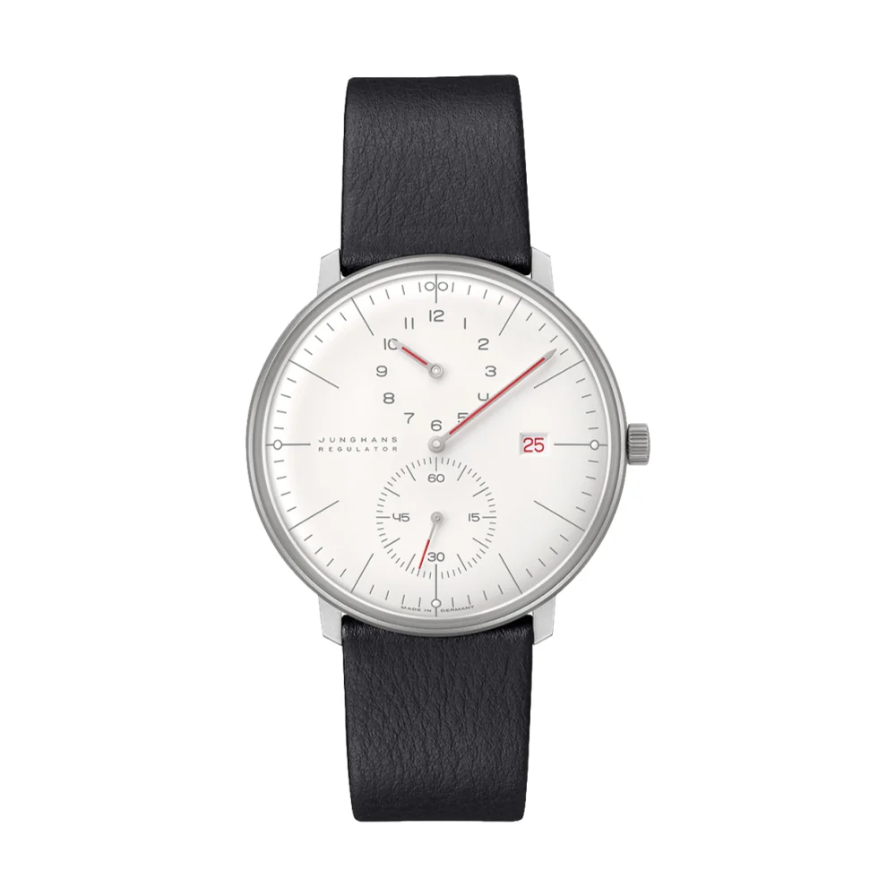 Max Bill Regulator Bauhaus 40mm - White on Leather Strap