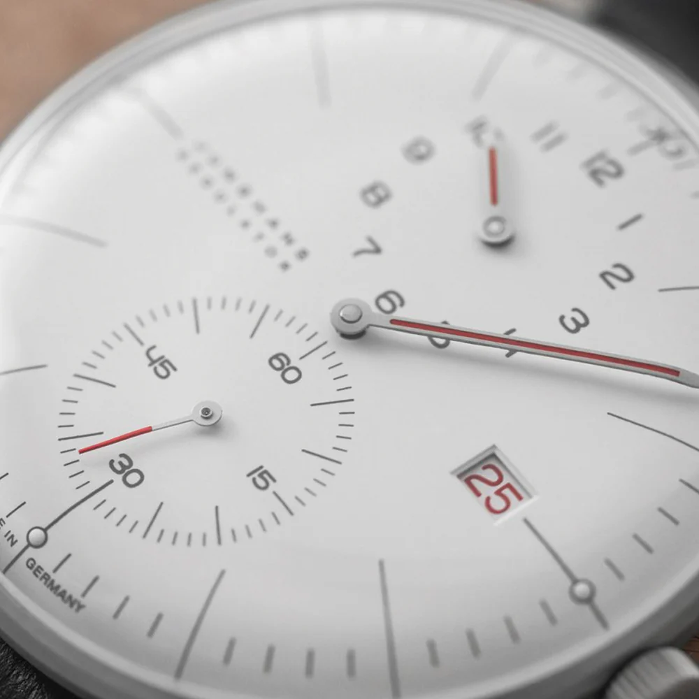 Max Bill Regulator Bauhaus 40mm - White on Leather Strap - Image 3