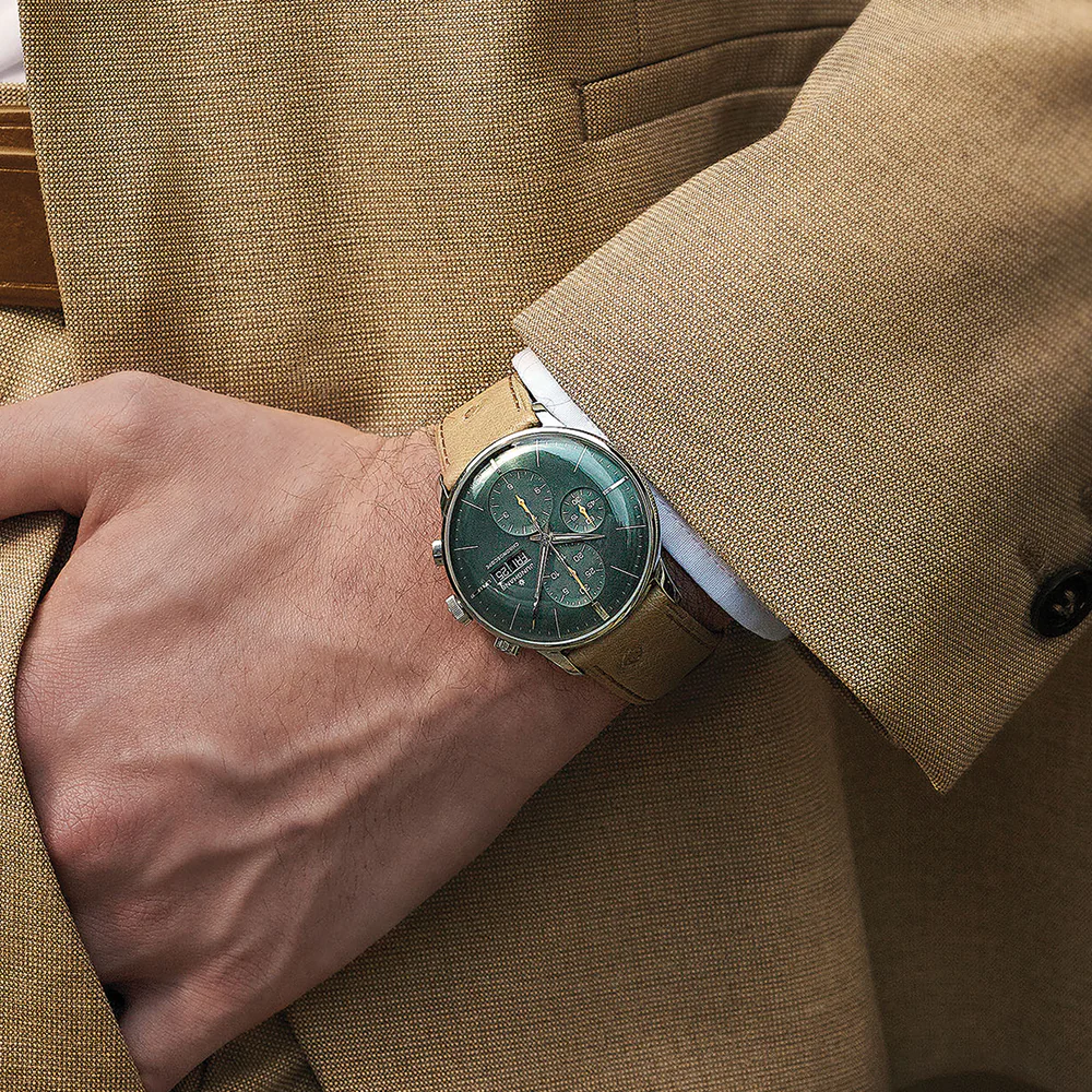 Meister Chronoscope Day Date English 40mm - Green on Leather Strap - Image 3