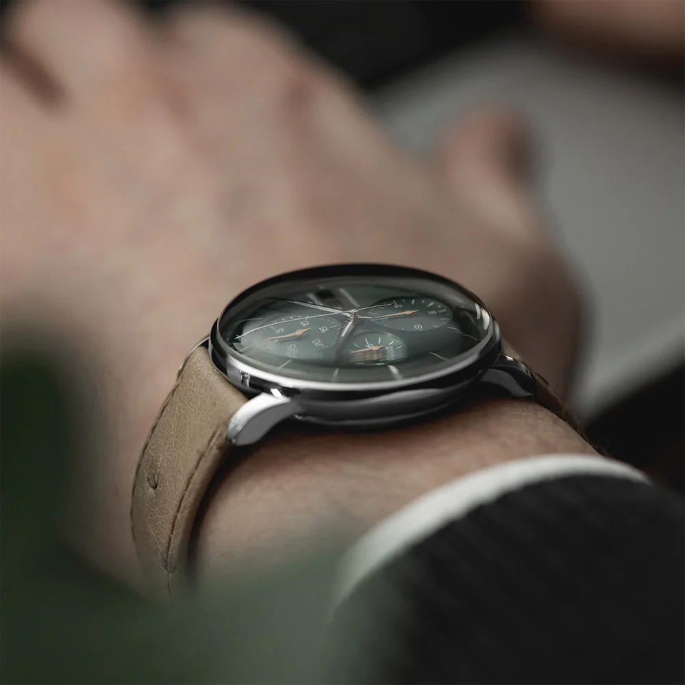 Meister Chronoscope Day Date English 40mm - Green on Leather Strap - Image 4