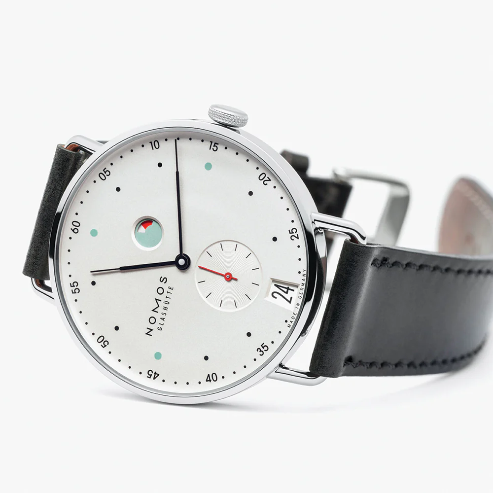 Metro 37mm - White Silver-Plated on Leather Strap - Image 2