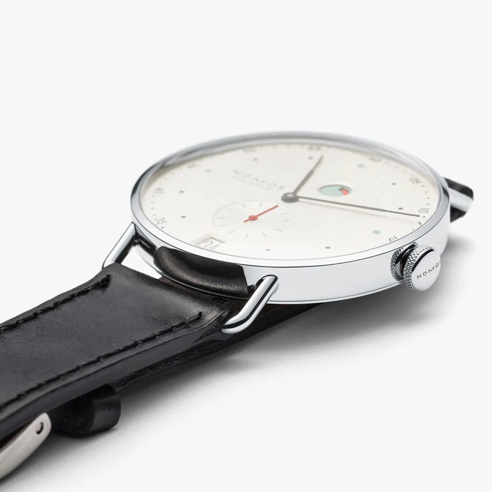 Metro 37mm - White Silver-Plated on Leather Strap - Image 5