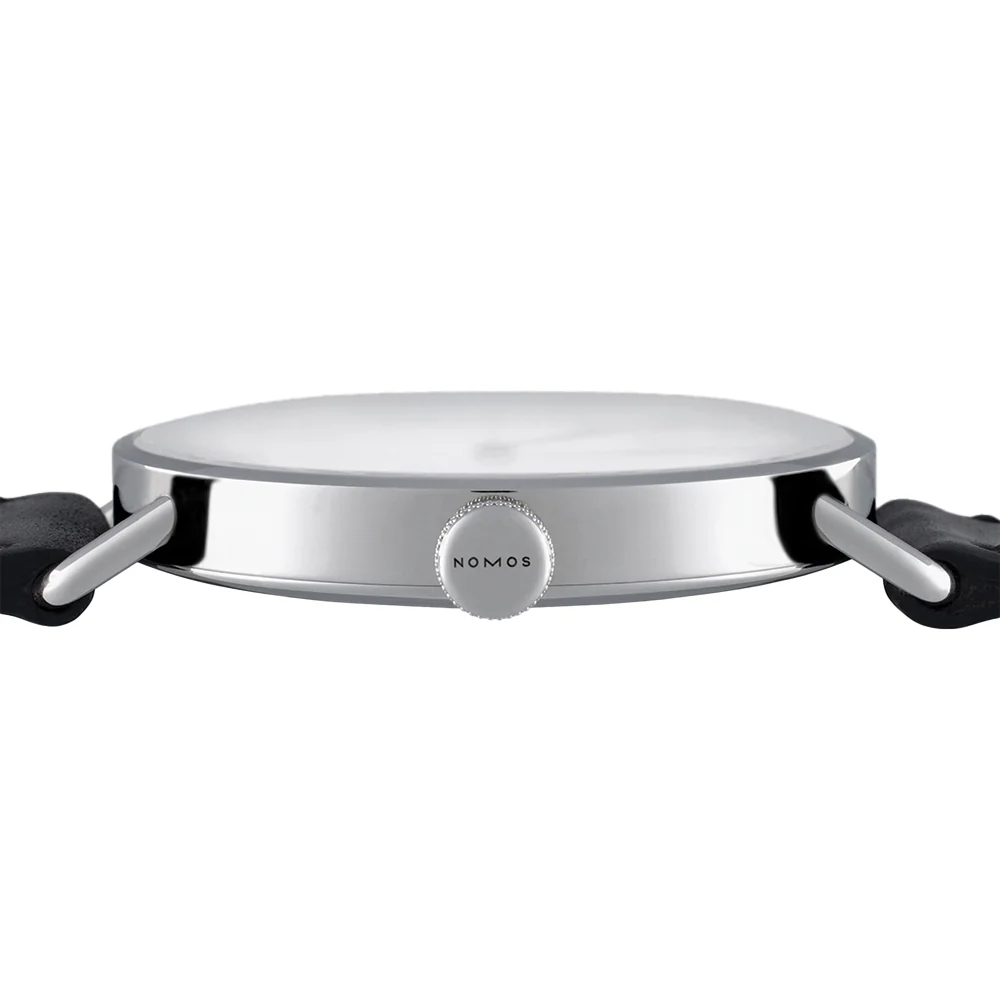 Metro 37mm - White Silver-Plated on Leather Strap - Image 7