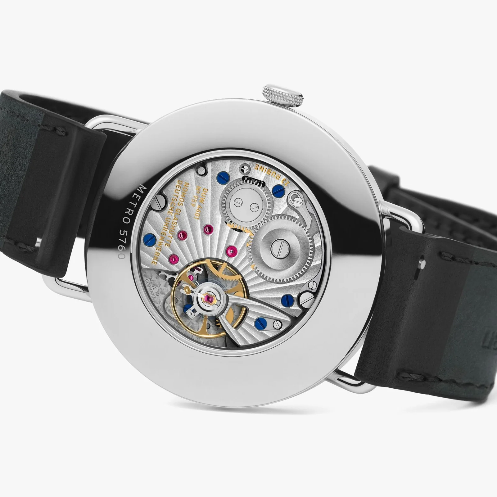Metro Date 38mm - White Silver-Plated on Leather Strap - Image 7