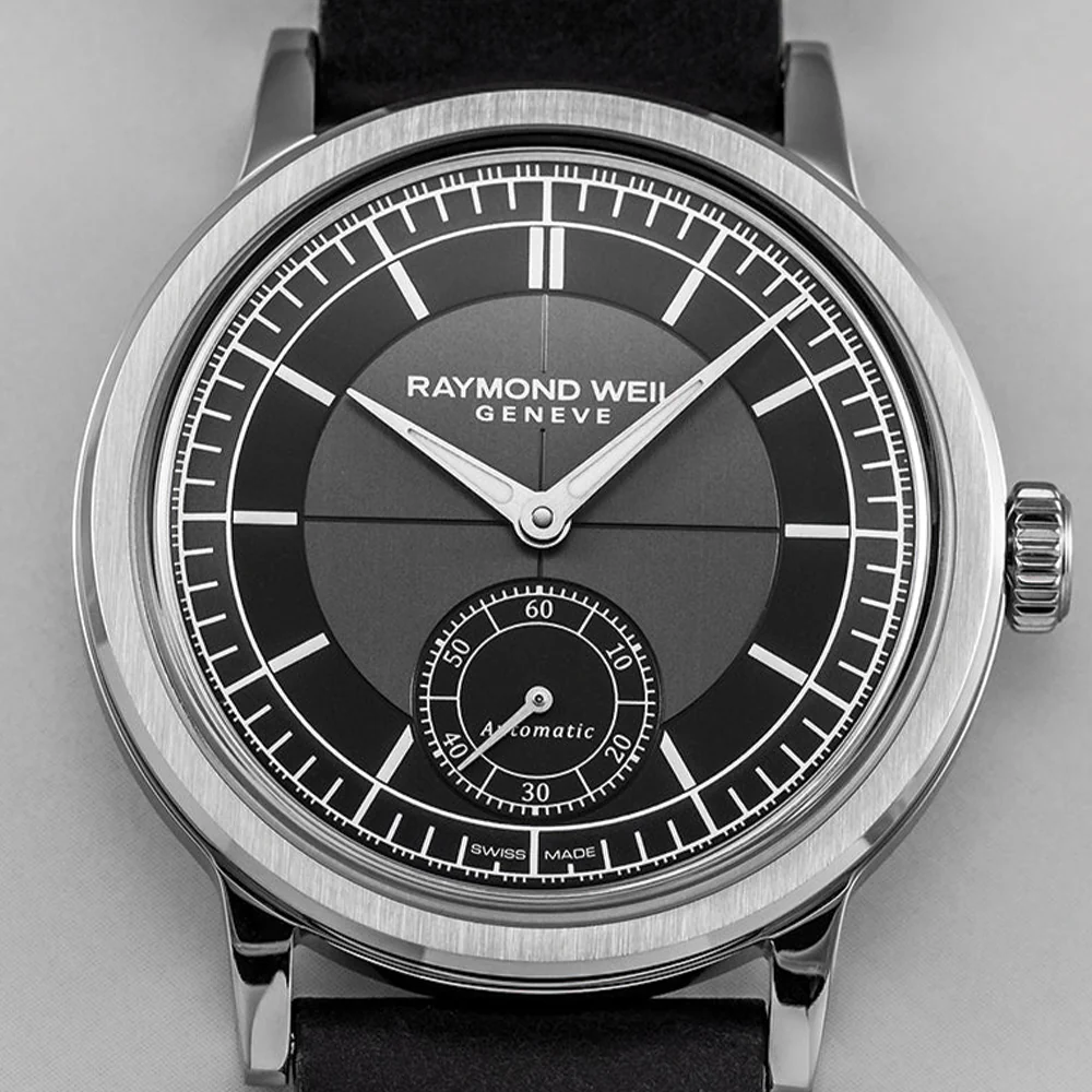 Millesime Men's Automatic Small Seconds Sector Dial 39.5mm - Anthracite on Leather Strap - Image 3