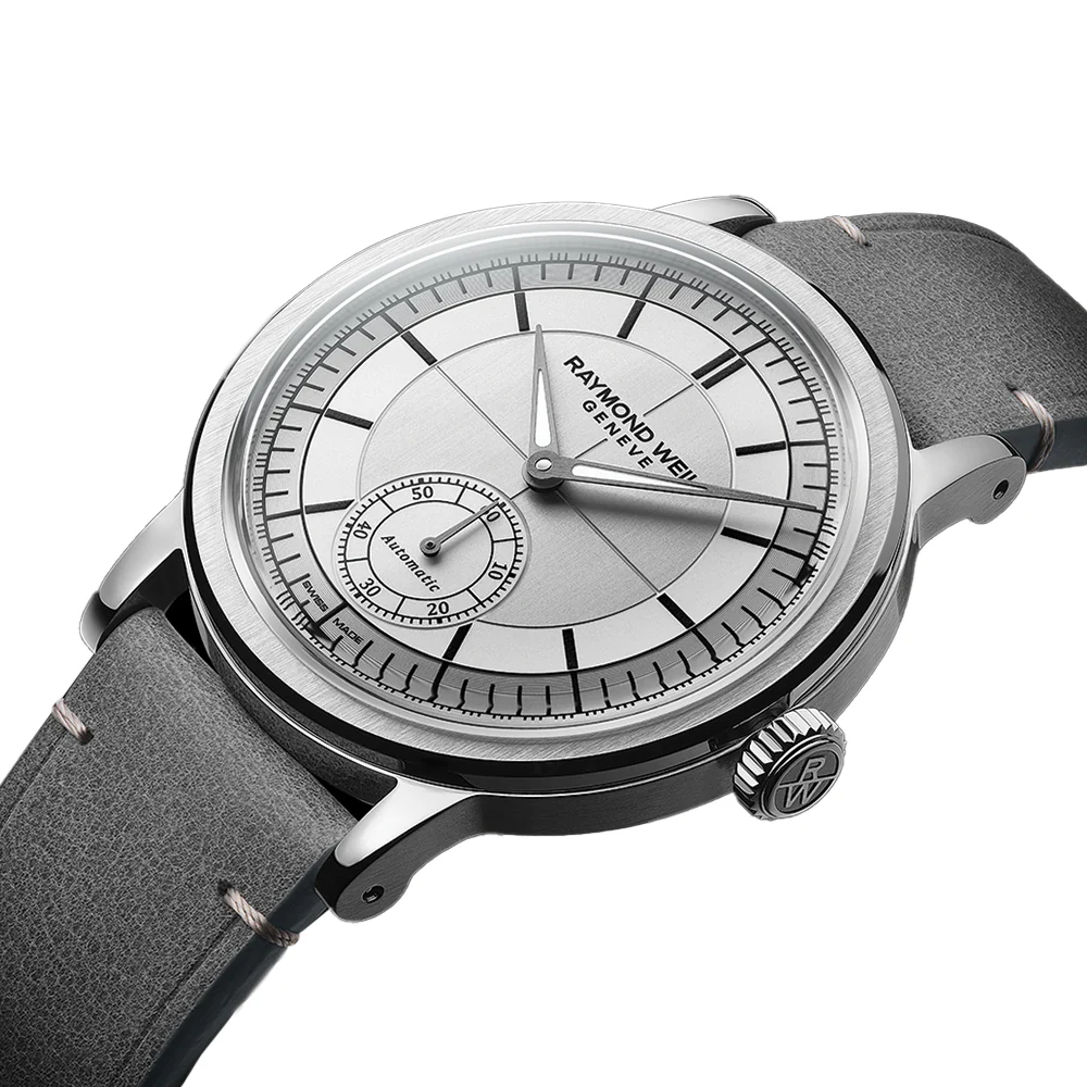 Millesime Men's Automatic Small Seconds Sector Dial 39.5mm - Silver on Leather Strap - Image 3