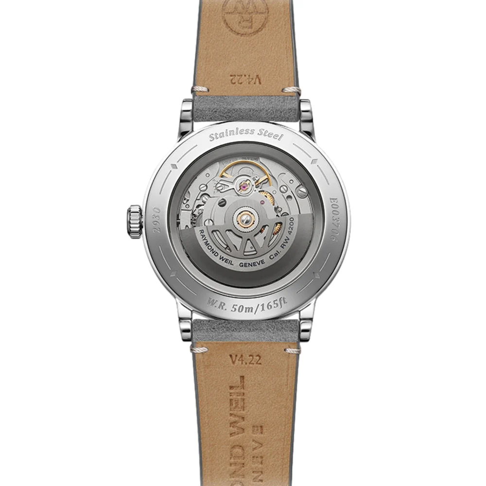 Millesime Men's Automatic Small Seconds Sector Dial 39.5mm - Silver on Leather Strap - Image 5