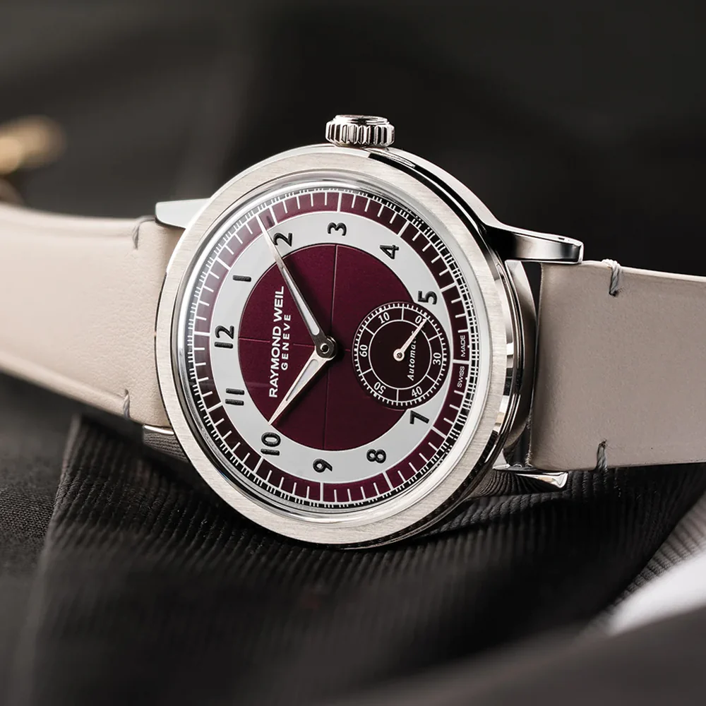 Millesime Small Seconds Tuxedo Dial 39mm - Red on Leather Strap - Image 2