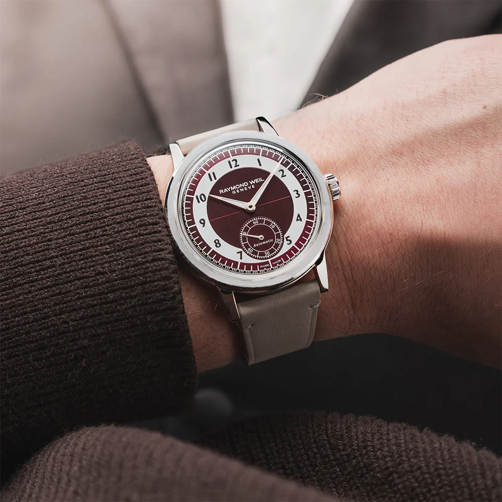 Millesime Small Seconds Tuxedo Dial 39mm - Red on Leather Strap - Image 3