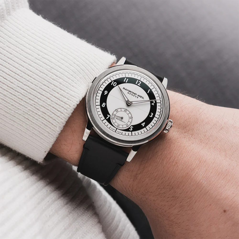 Millesime Small Seconds Tuxedo Dial 39mm - White on Leather Strap - Image 3