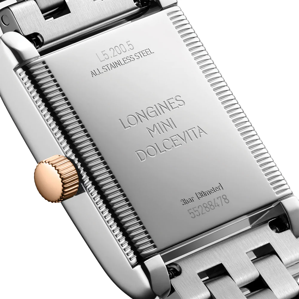 Mini Dolcevita Steel and Pink Gold 29mm - Silver on Bracelet - Image 5