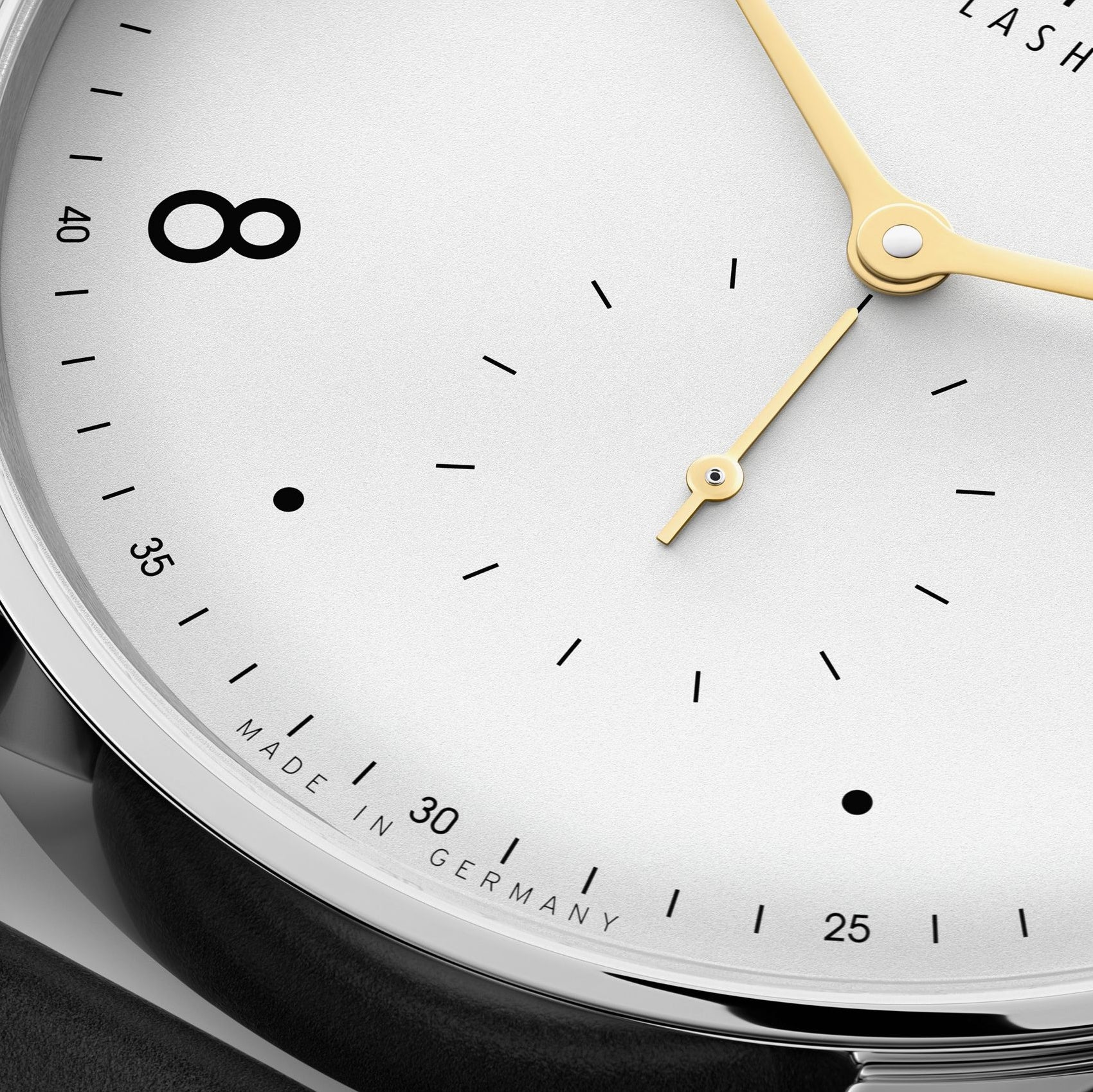 Minimatik Date Gold Hands 39mm - White Silver-Plated on Leather Strap - Image 4