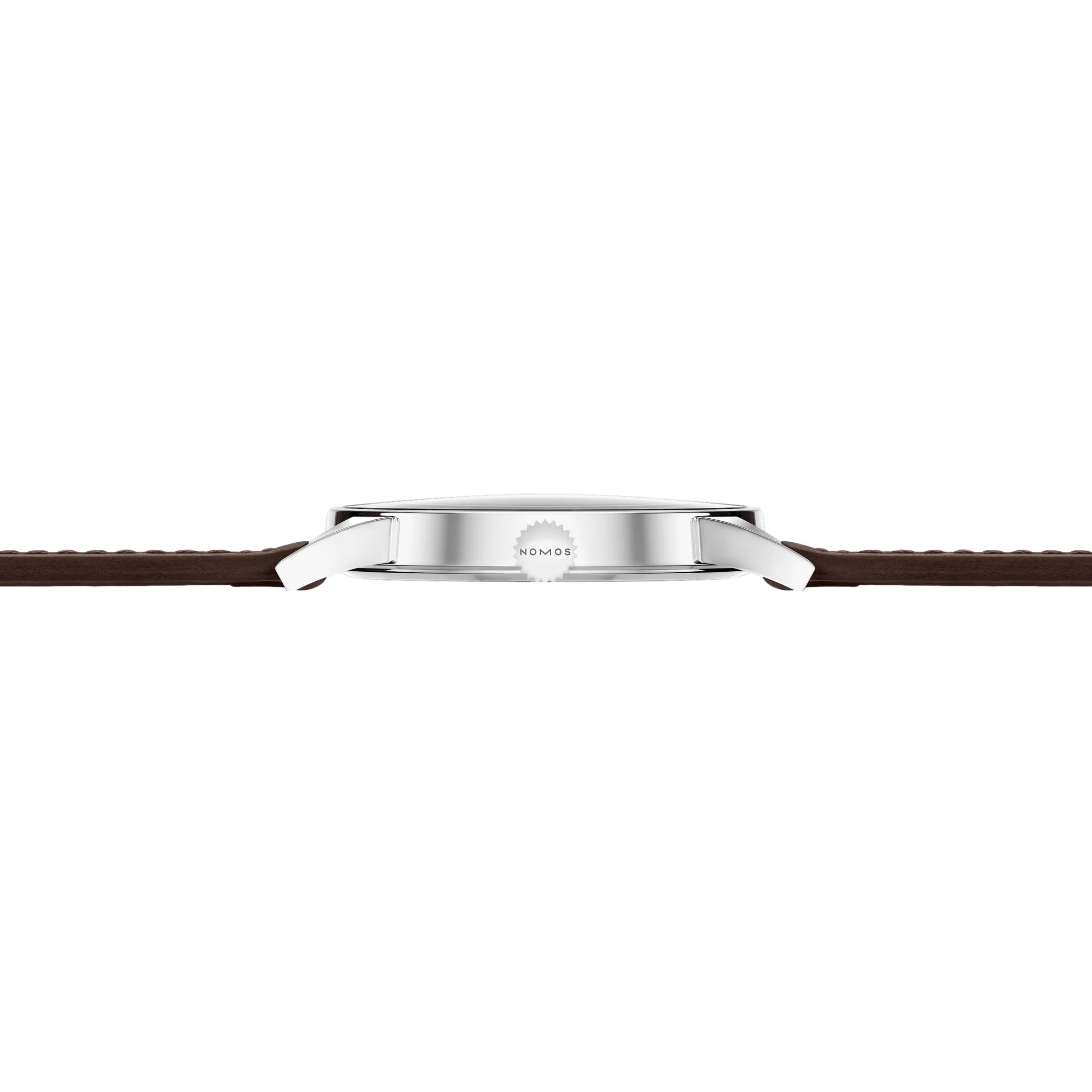 Minimatik Date Gold Hands 39mm - White Silver-Plated on Leather Strap - Image 7
