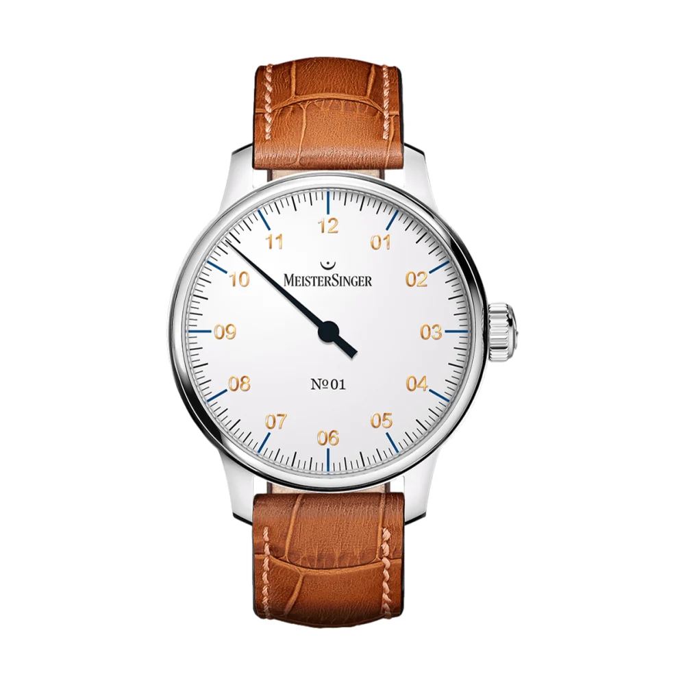 №01 43mm - White on Leather Strap