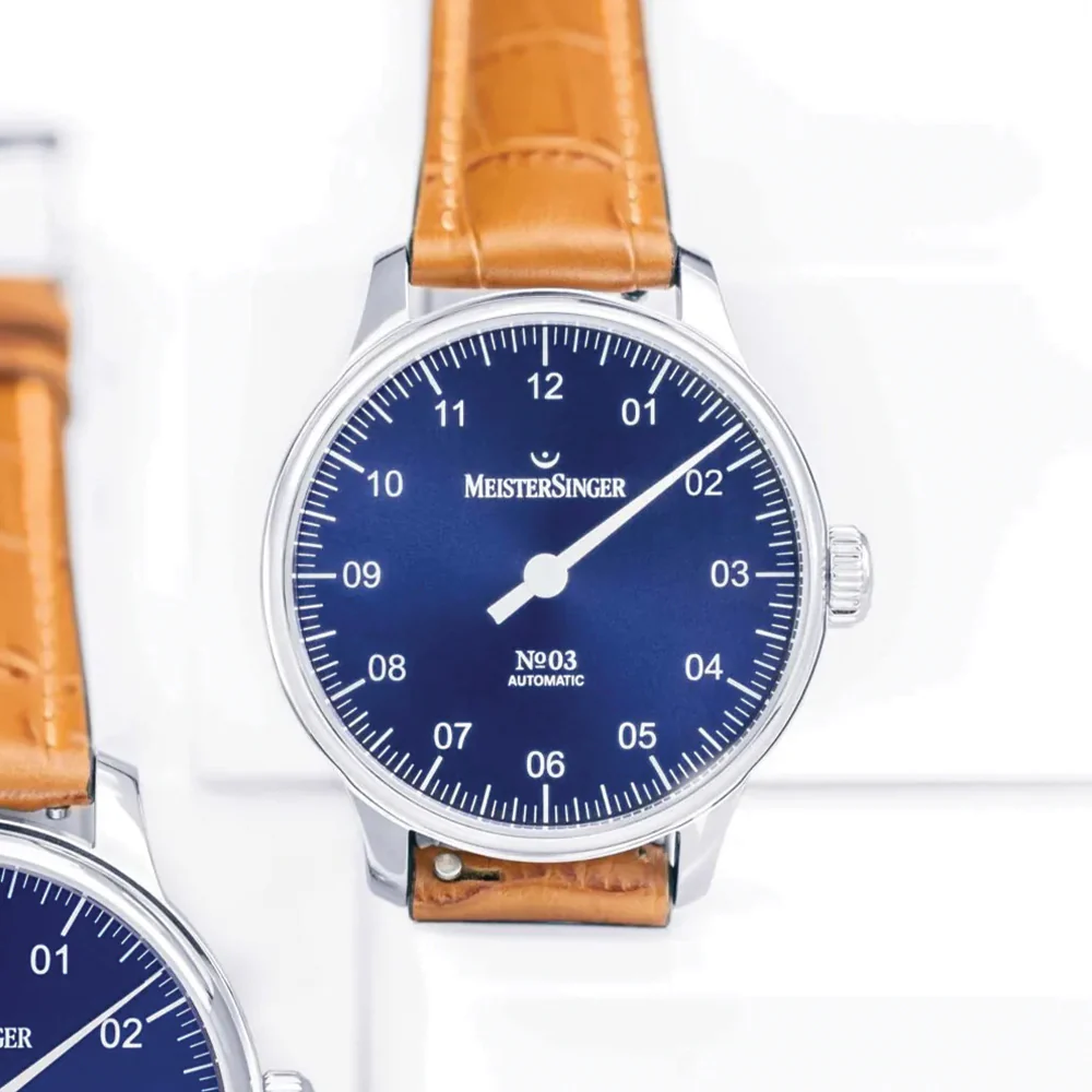 №03 38mm - Sunburst Blue on Leather Strap - Image 2