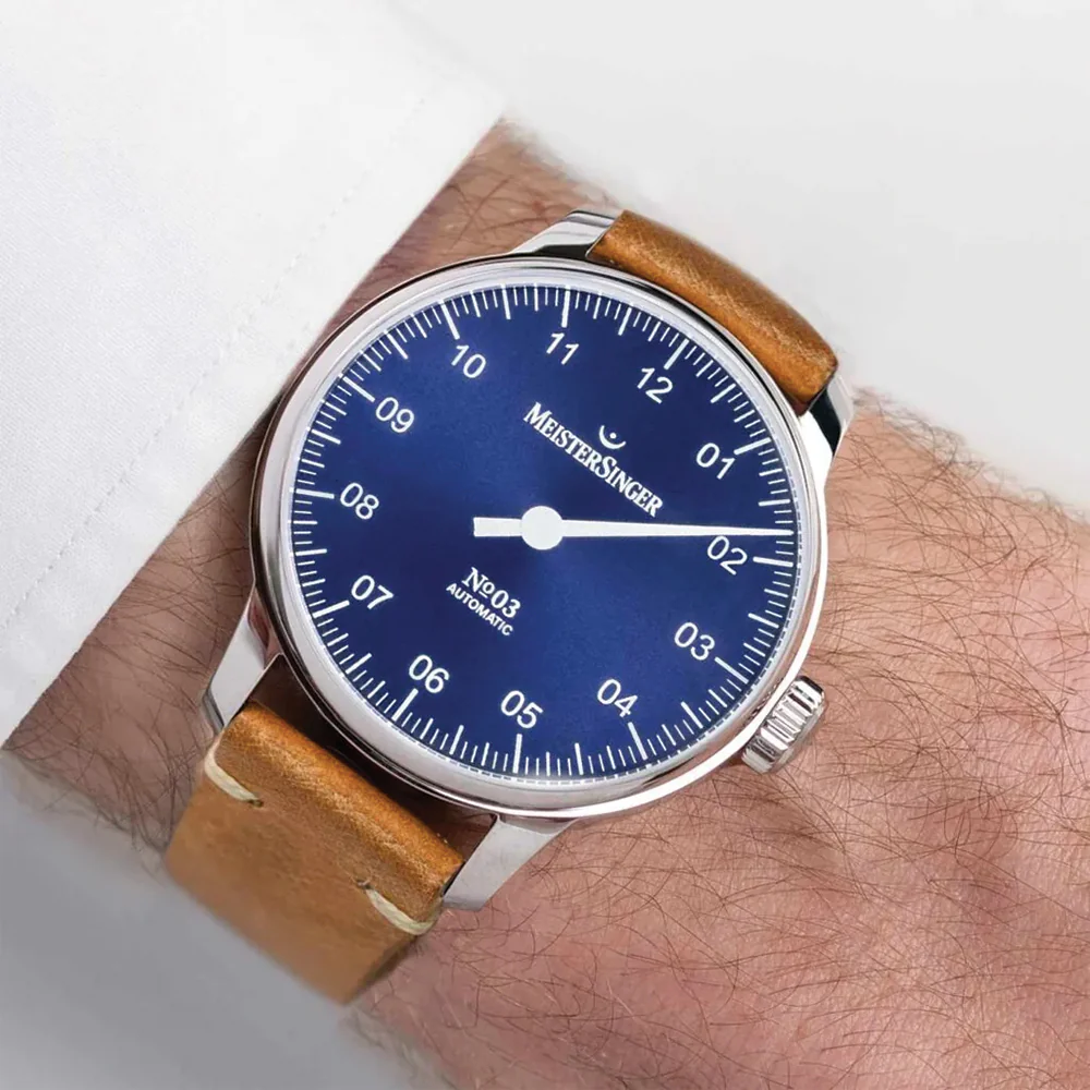 №03 38mm - Sunburst Blue on Leather Strap - Image 3