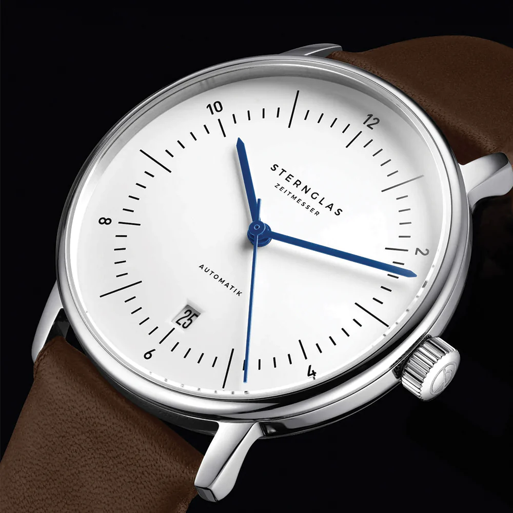 Naos Automatic 38mm - White on Dark Brown Leather Strap - Image 4