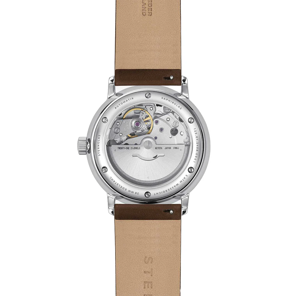 Naos Automatic 38mm - White on Dark Brown Leather Strap - Image 6