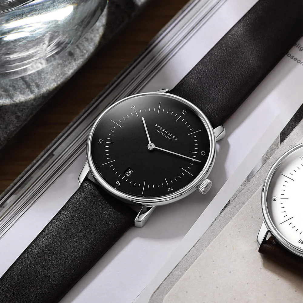 Naos Quartz 38mm - Black on Leather Strap - Image 4