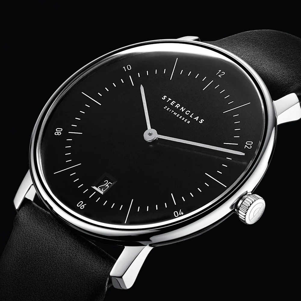Naos Quartz 38mm - Black on Leather Strap - Image 6