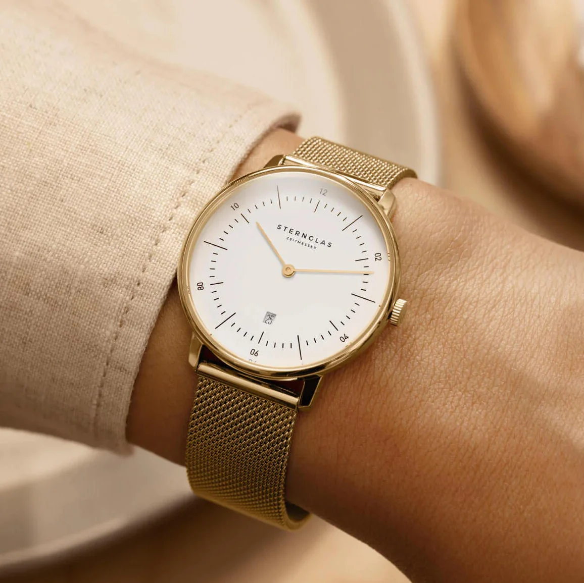 Naos XS Quartz Gold PVD 33mm - White on Bracelet - Image 3