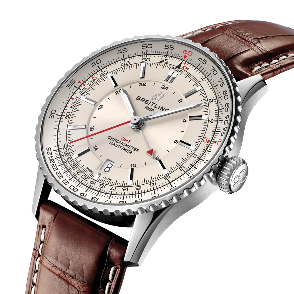 Navitimer Automatic GMT 41mm - Beige on Leather Strap - Image 2