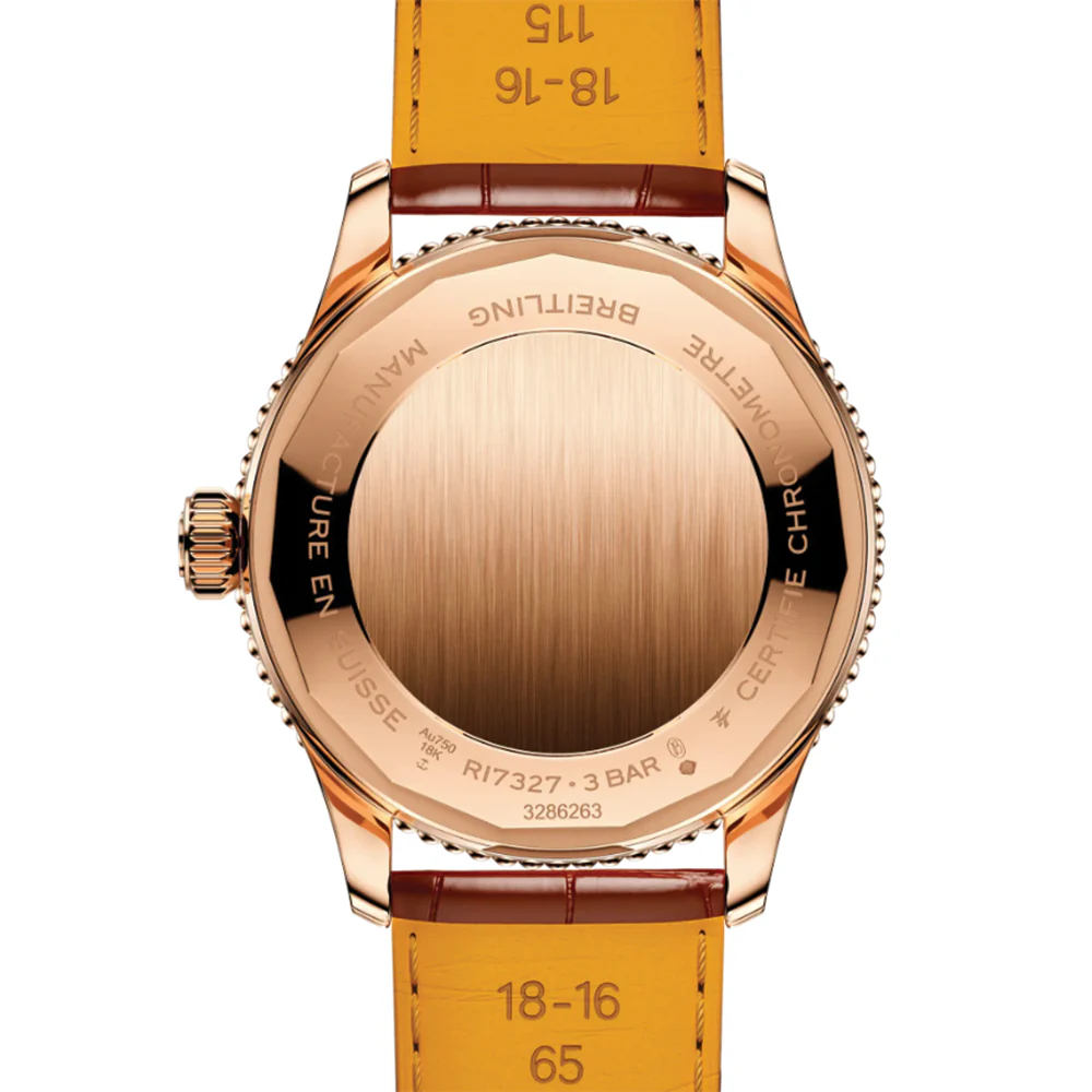 Navitimer Automatic Red Gold 36mm - White w/ Diamonds on Leather Strap - Image 5