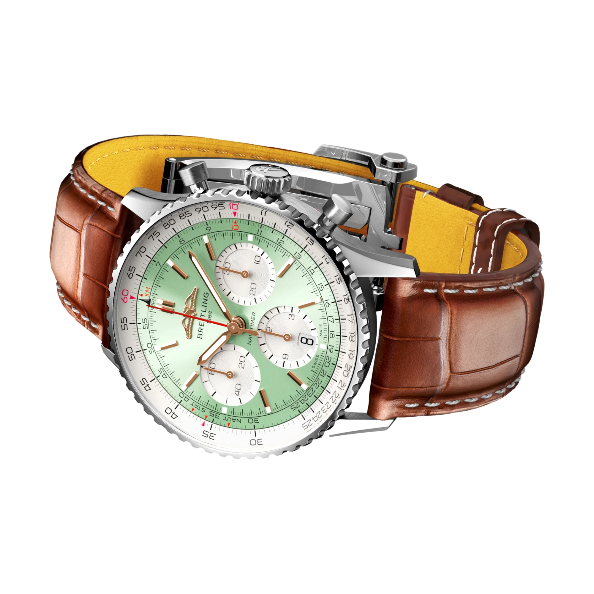 Navitimer B01 Chronograph 41mm - Mint Green on Leather Strap - Image 6