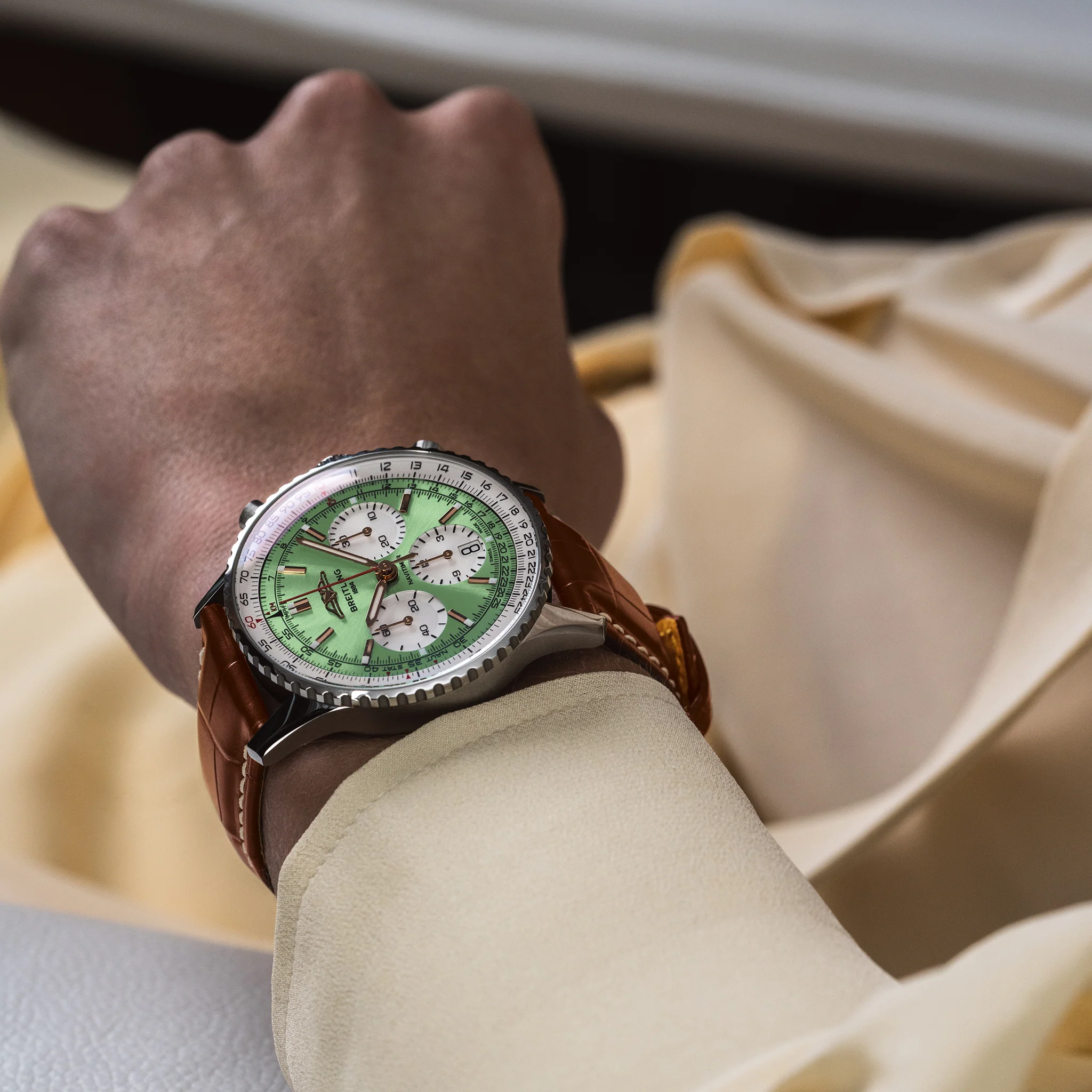 Navitimer B01 Chronograph 41mm - Mint Green on Leather Strap - Image 8