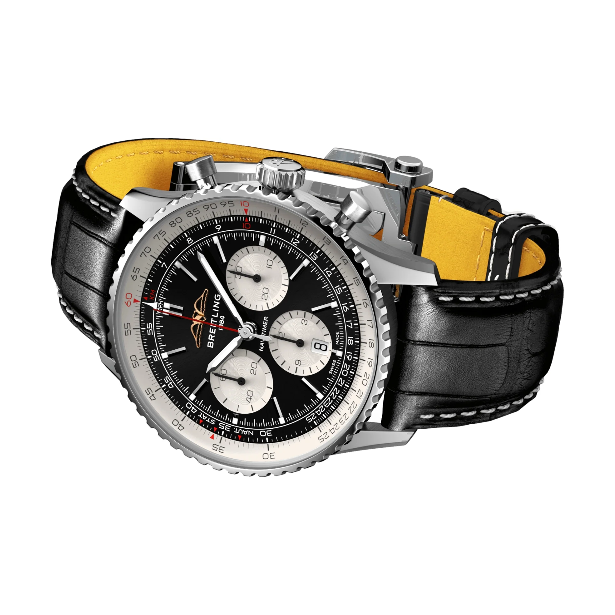 Navitimer B01 Chronograph 43mm - Black on Leather Strap - Image 3