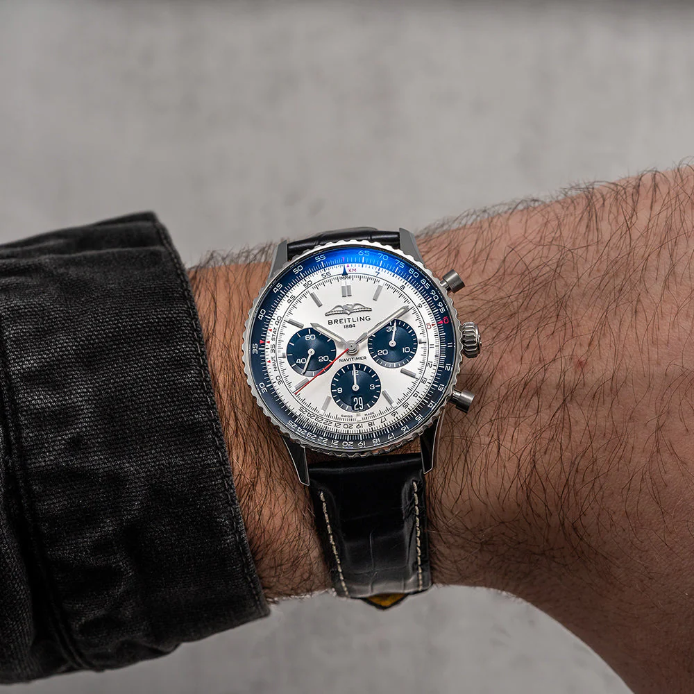 Navitimer B01 Chronograph 43mm - Silver on Leather Strap - Image 4