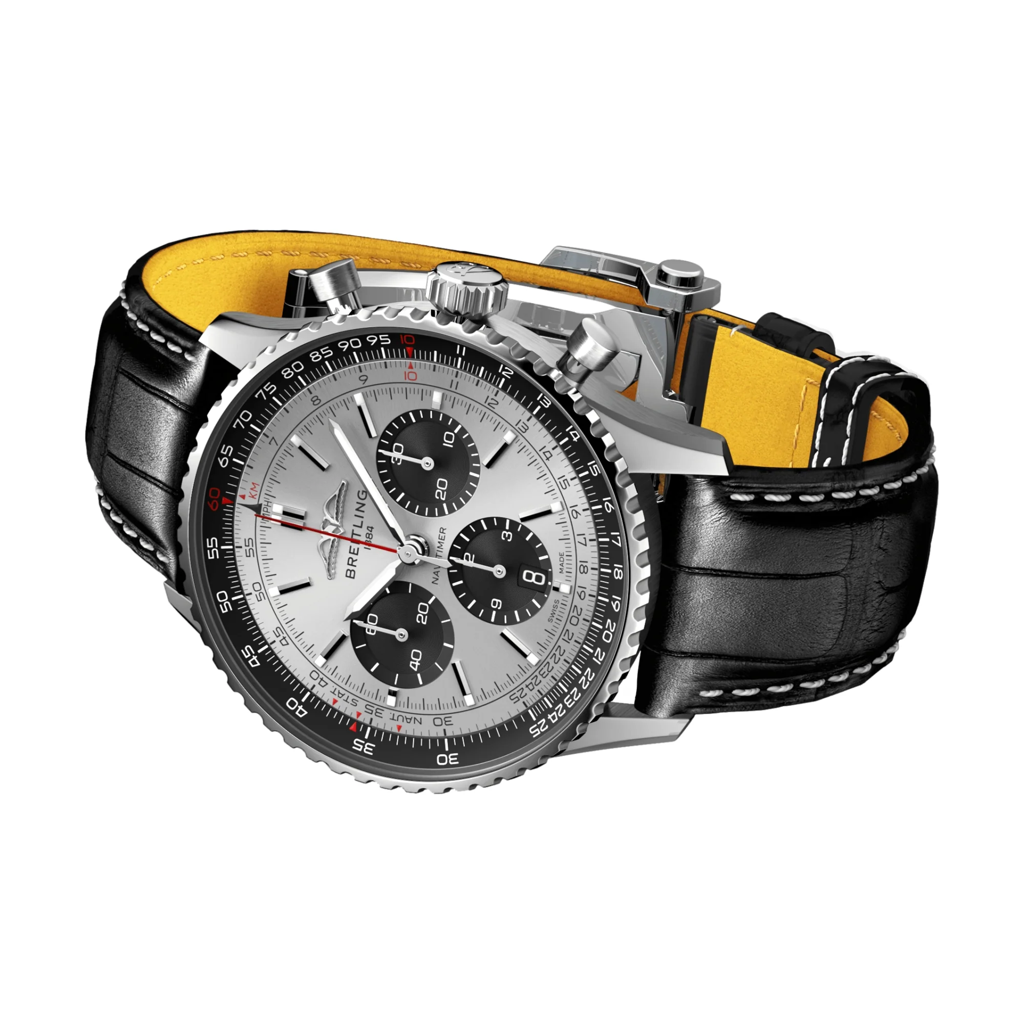 Navitimer B01 Chronograph 43mm - Silver on Leather Strap - Image 5
