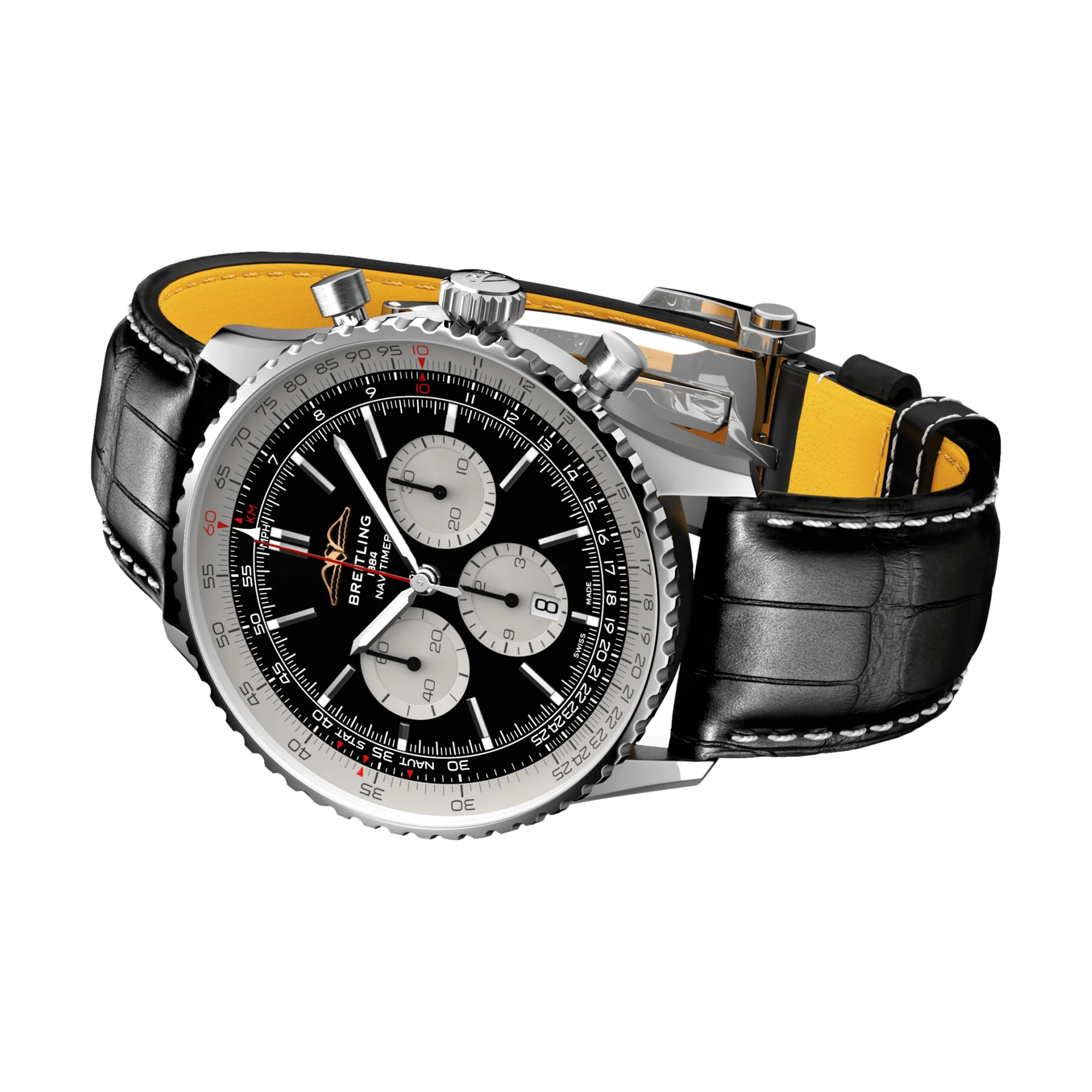Navitimer B01 Chronograph 46mm - Black on Leather Strap - Image 3