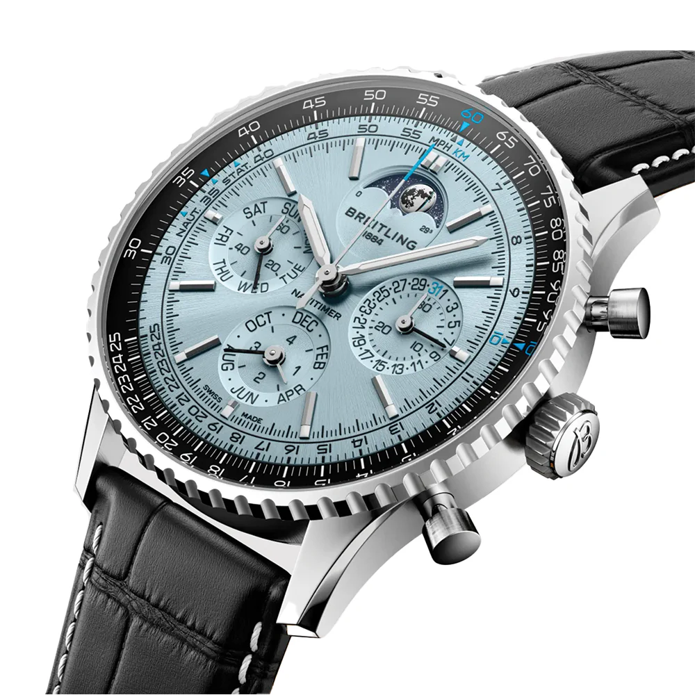 Navitimer B19 Chronograph Perpetual Calendar 43mm - Blue on Leather Strap - Image 2