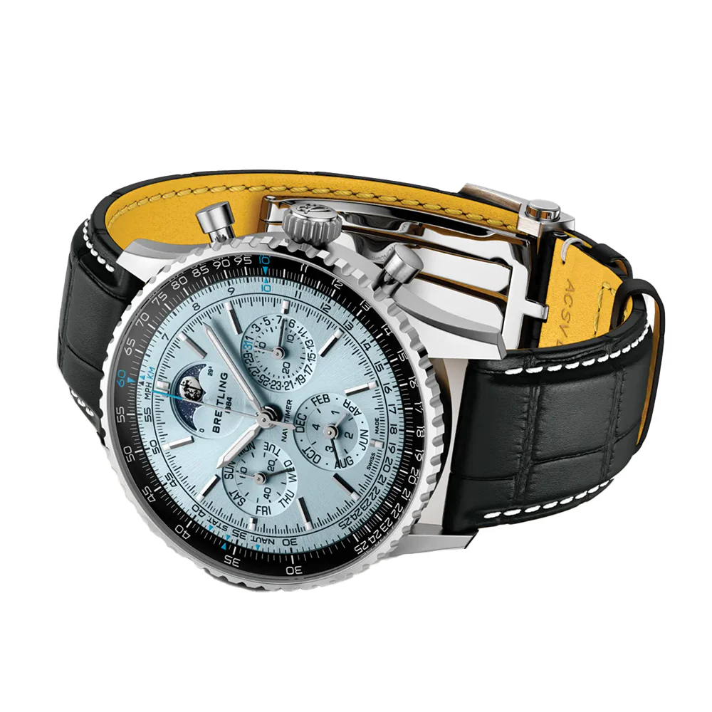Navitimer B19 Chronograph Perpetual Calendar 43mm - Blue on Leather Strap - Image 3