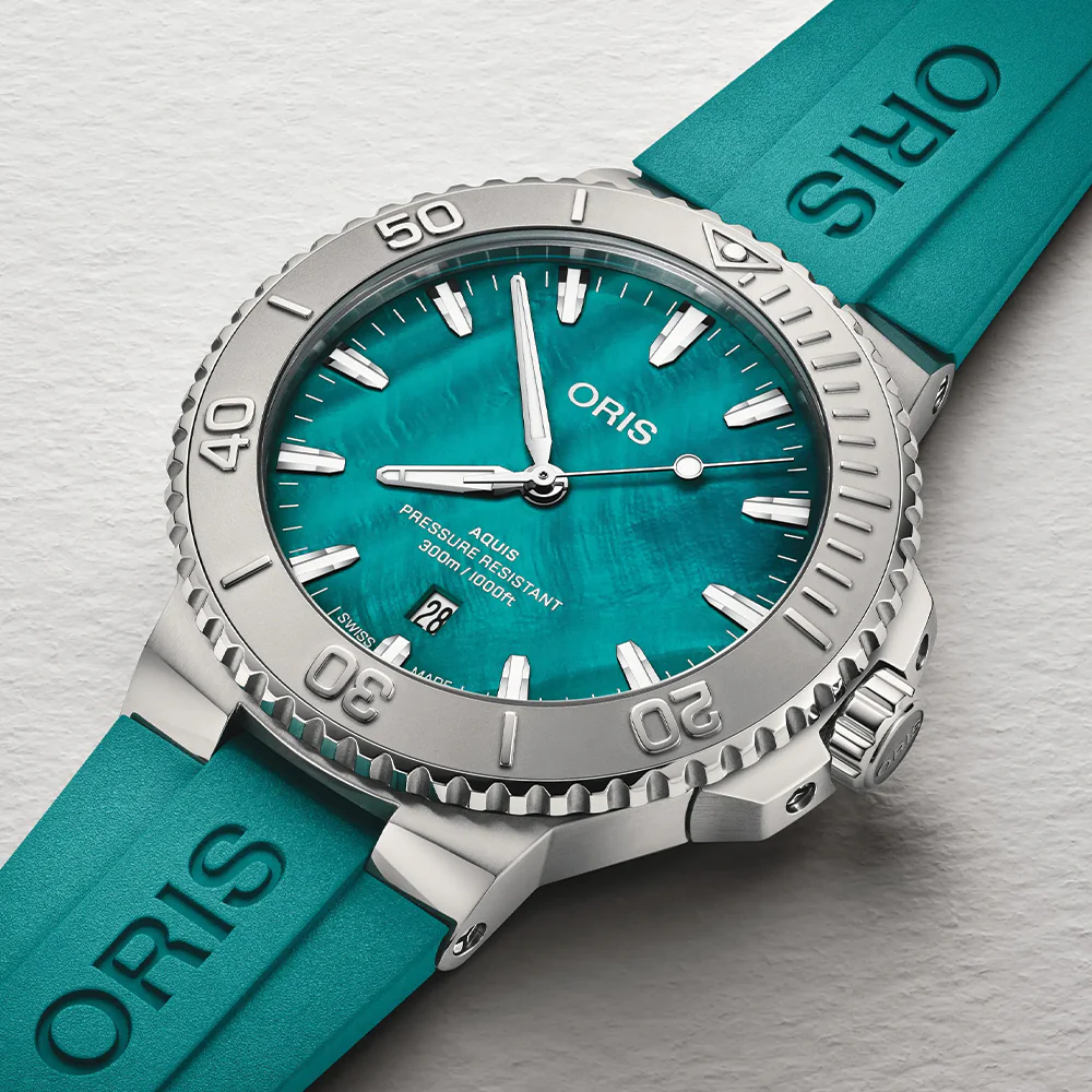 New York Harbor Limited Edition II 43.5mm - Aqua Green Mother of Pearl on Rubber Strap and Bracelet - Image 2