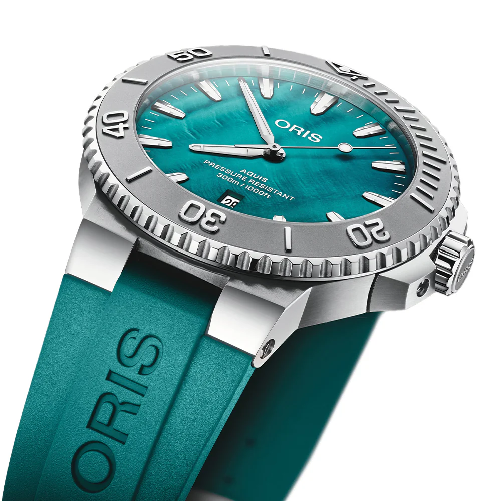 New York Harbor Limited Edition II 43.5mm - Aqua Green Mother of Pearl on Rubber Strap and Bracelet - Image 4