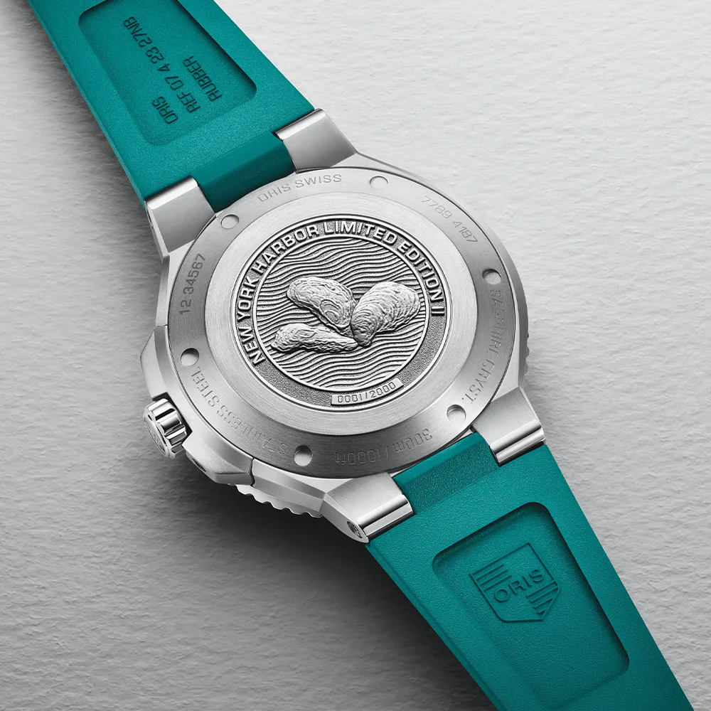 New York Harbor Limited Edition II 43.5mm - Aqua Green Mother of Pearl on Rubber Strap and Bracelet - Image 6