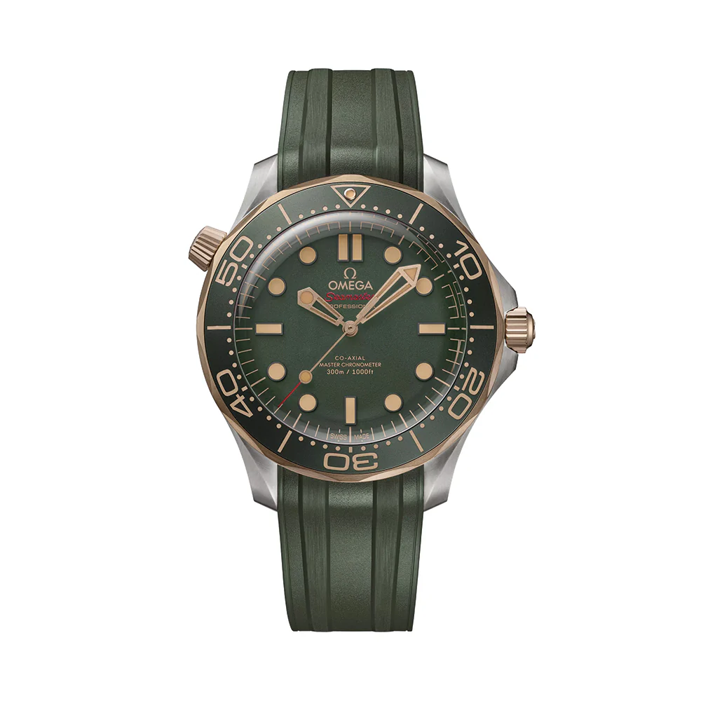 Seamaster Diver 300M Titanium and Bronze Gold 42mm - Green on Rubber Strap
