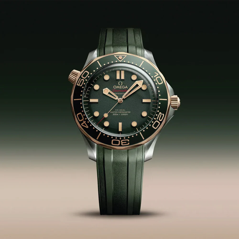 Seamaster Diver 300M Titanium and Bronze Gold 42mm - Green on Rubber Strap - Image 2