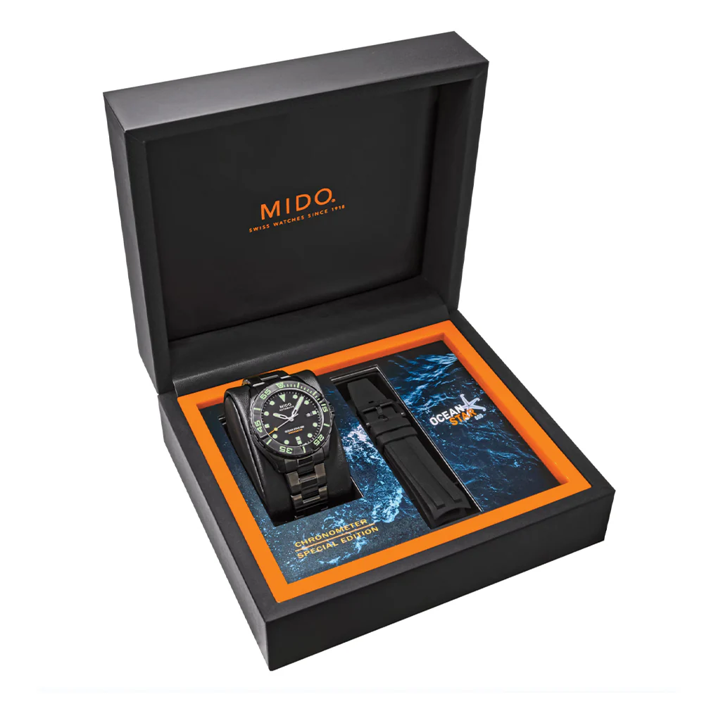 Ocean Star 600 Chronometer DLC - Black on Bracelet w/ Additional Rubber Strap - Image 10