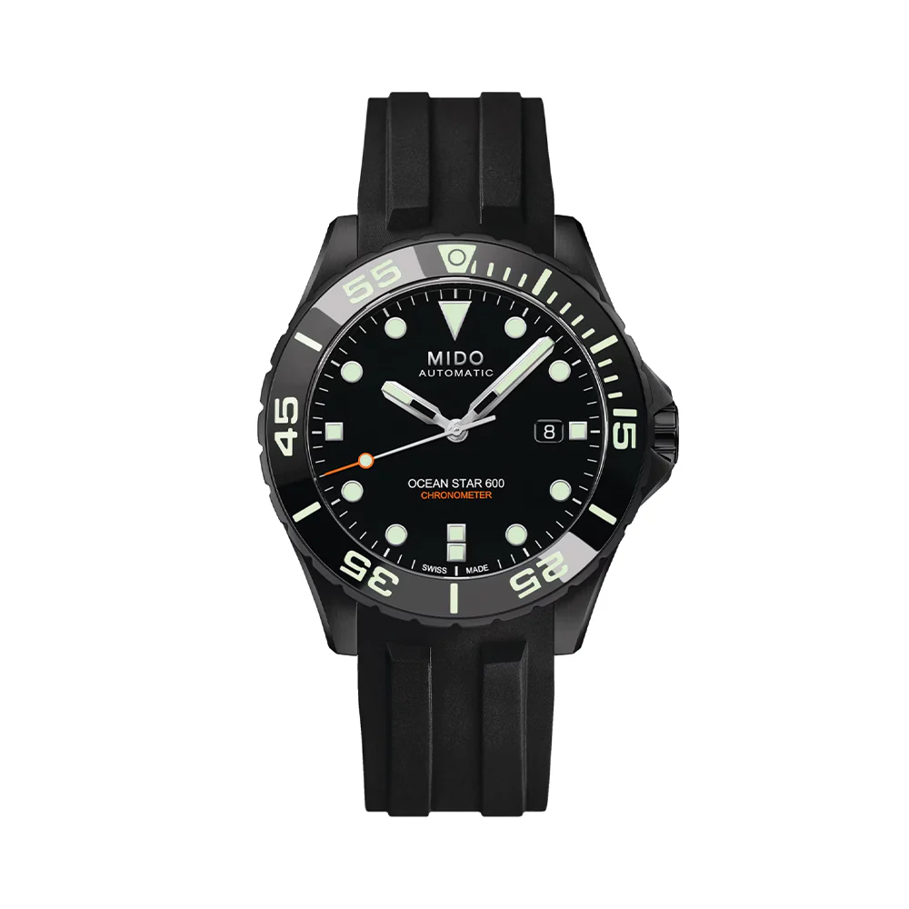 Ocean Star 600 Chronometer DLC - Black on Bracelet w/ Additional Rubber Strap - Image 9