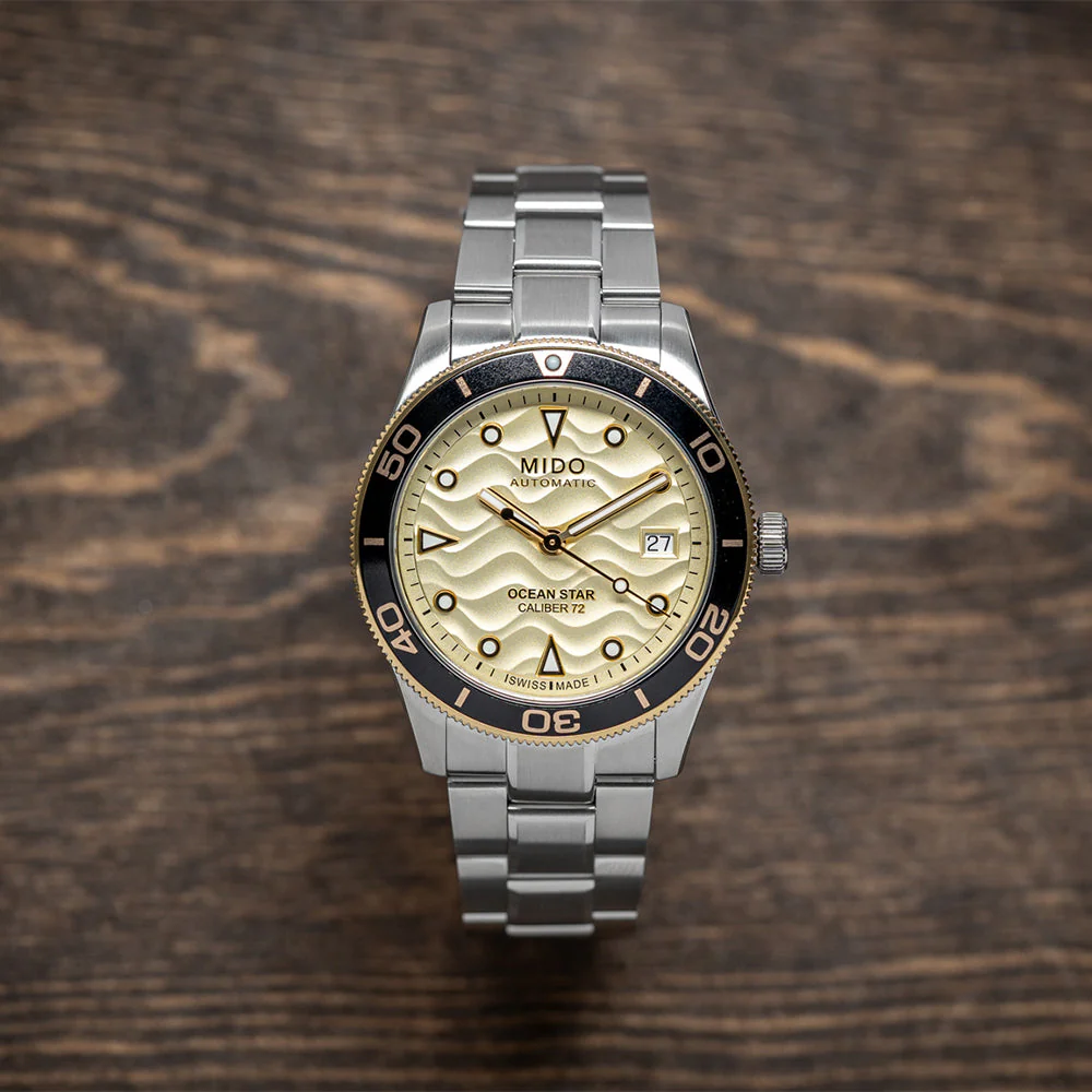 Ocean Star Black and Yellow-Gold PVD Bezel 39mm - Champagne on Bracelet - Image 2