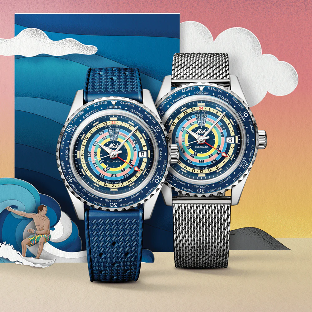 Ocean Star Decompression Worldtimer 40.5mm - Blue on Rubber Strap w/ Additional Bracelet - Image 2