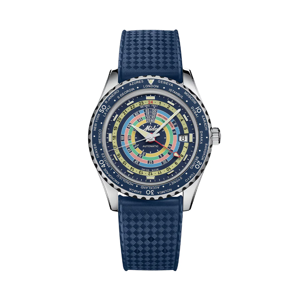Ocean Star Decompression Worldtimer 40.5mm - Blue on Rubber Strap w/ Additional Bracelet - Image 8