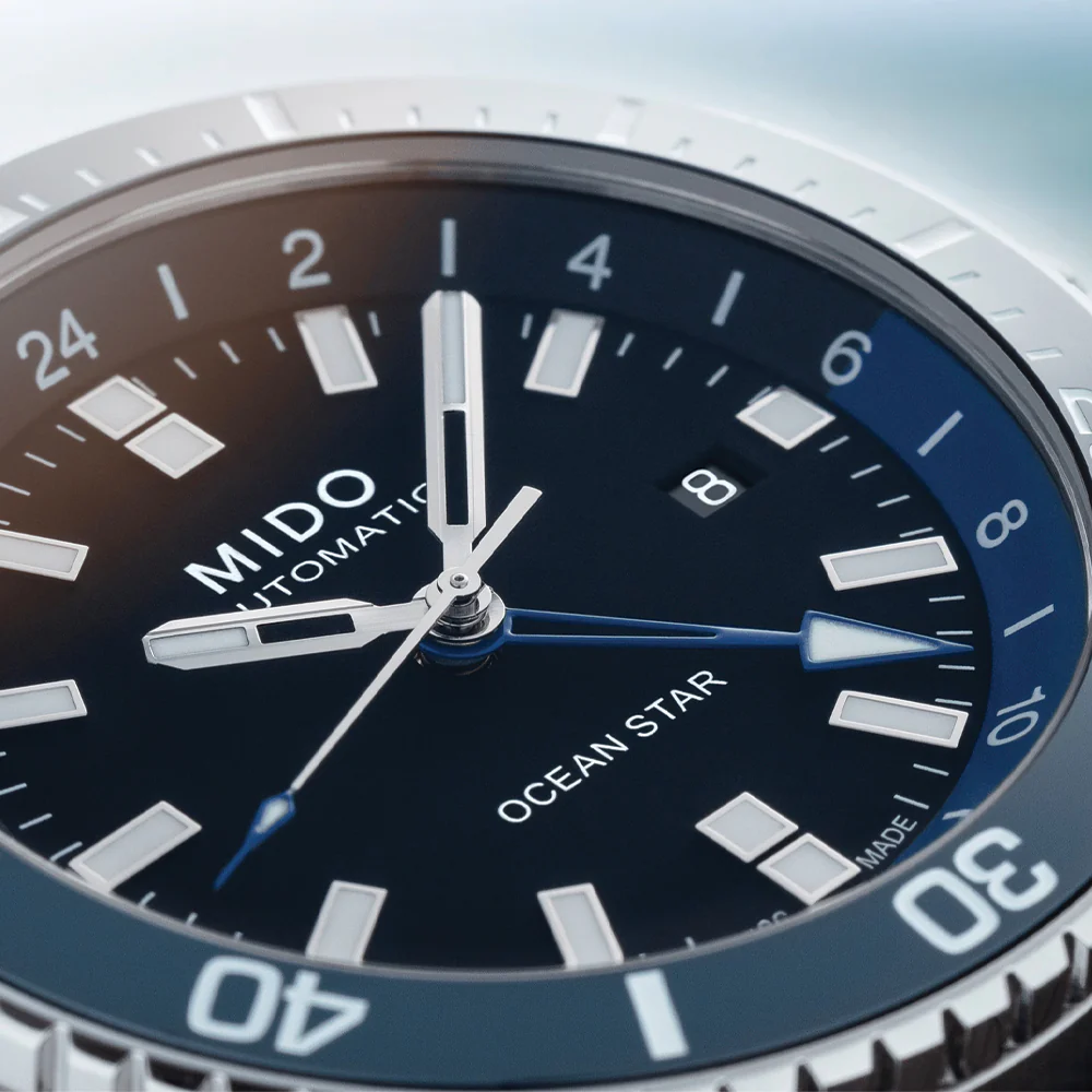 Ocean Star GMT 44mm - Black w/ Blue Bezel on Fabric Strap - Image 4