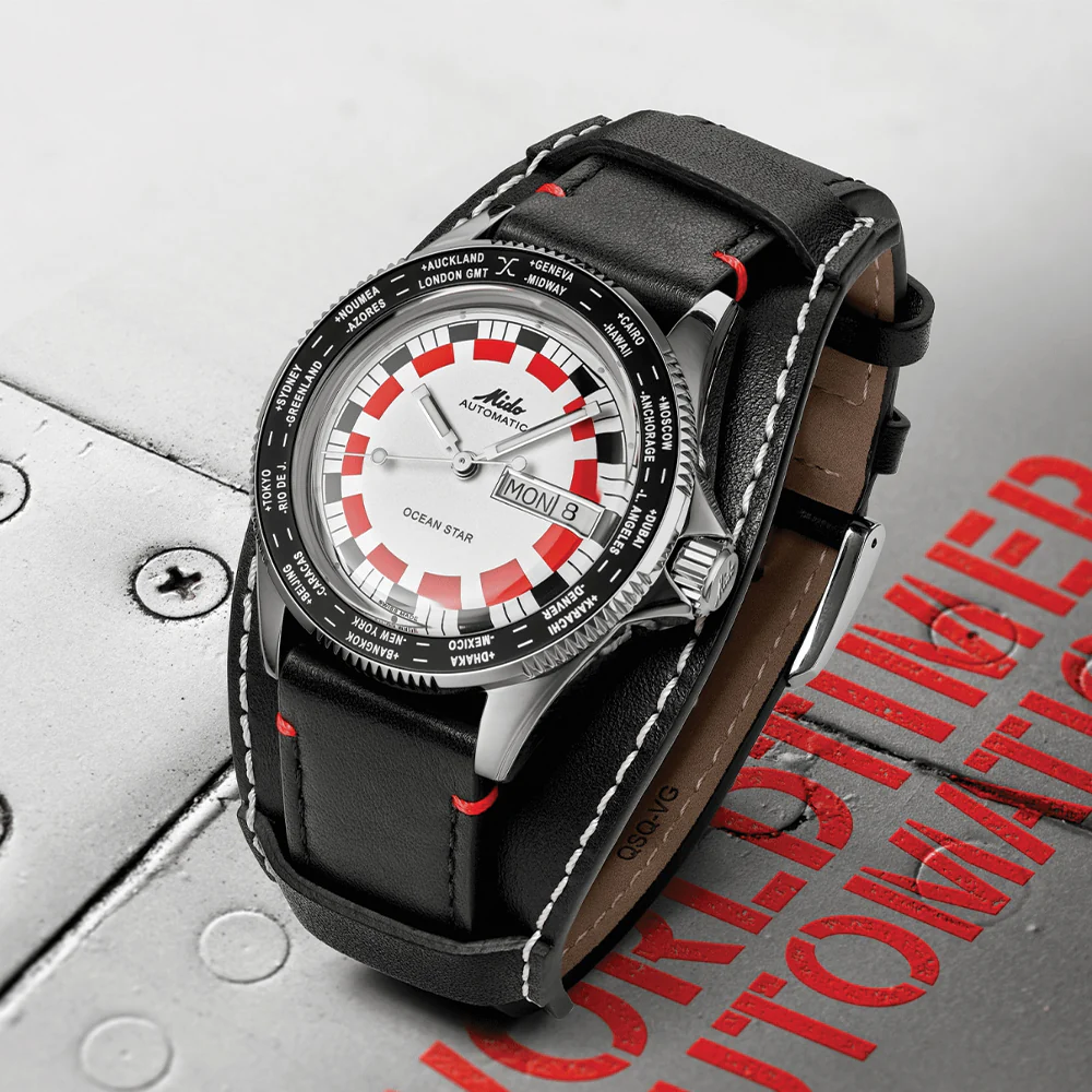 Ocean Star Worldtimer 40.5mm - Silver on Leather Strap - Image 2